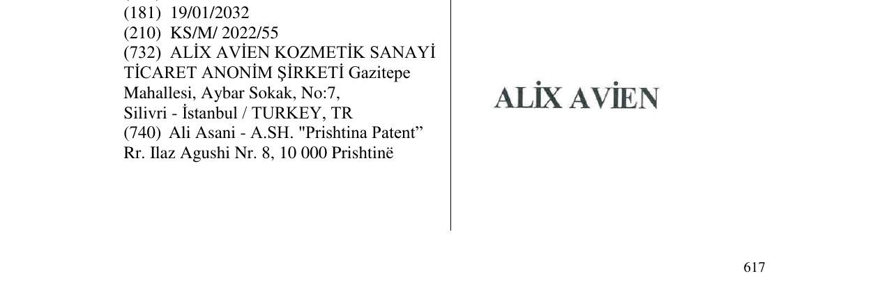 Zëri i markës ALIX A VIEN në buletin