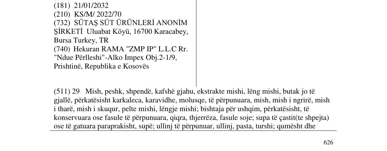 Zëri i markës YOVITA në buletin