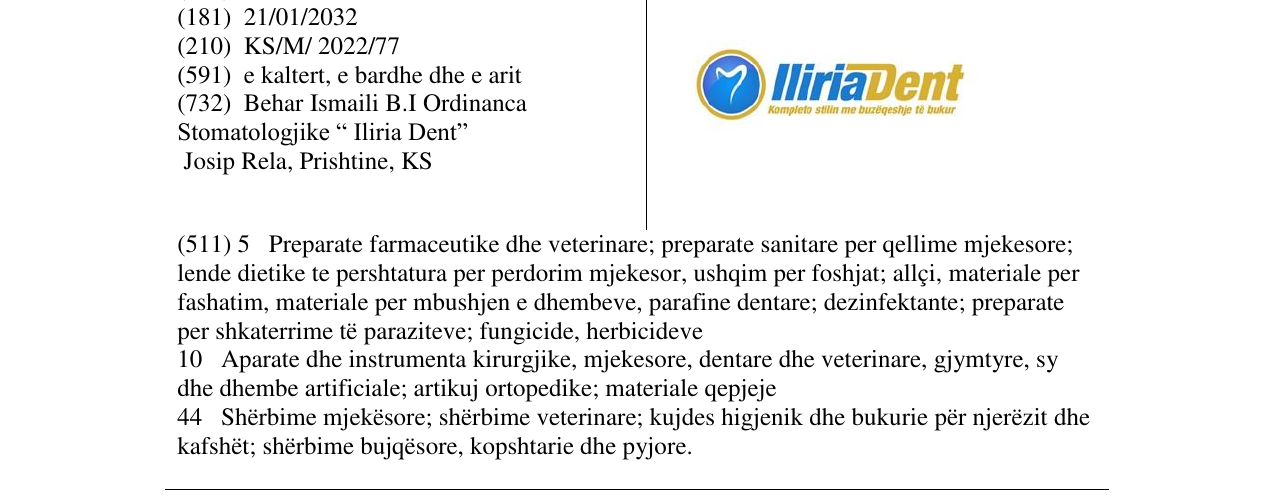 Zëri i markës Iliria Dent në buletin