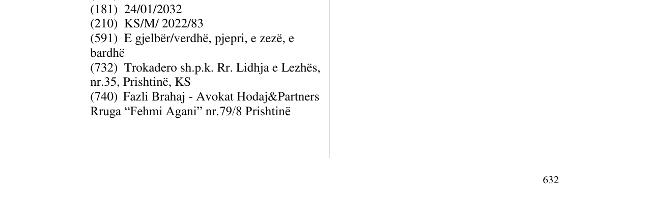 Zëri i markës TROKADERO në buletin
