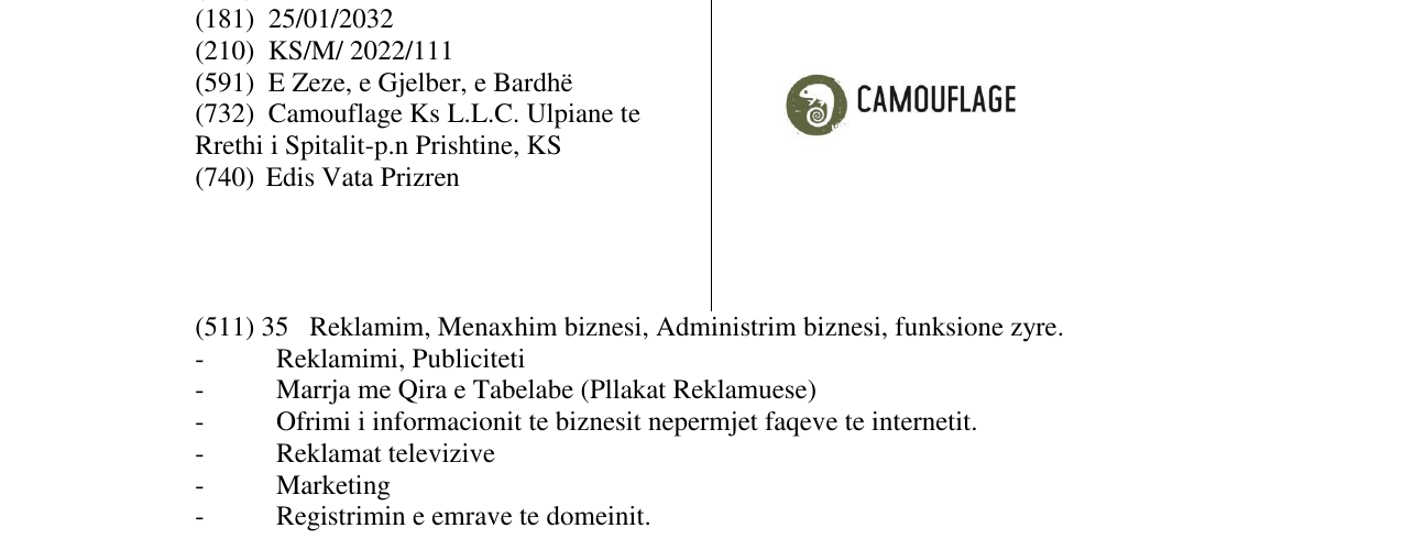 Zëri i markës CAMOUFLAGE në buletin
