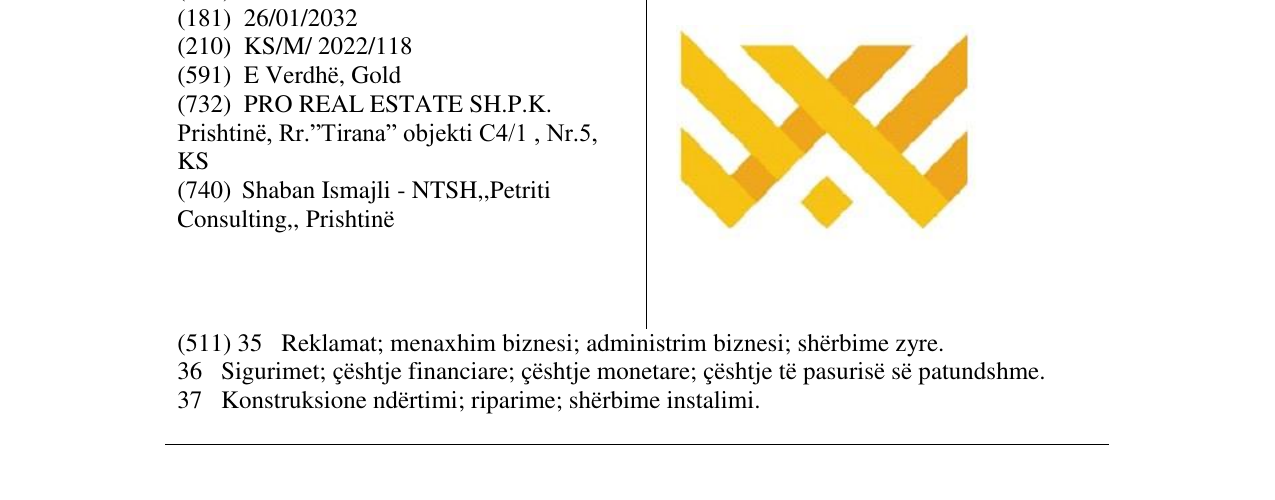 Zëri i markës PRO REAL ESTATE në buletin