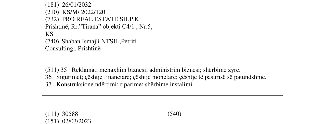 Zëri i markës PRO REAL ESTATE në buletin