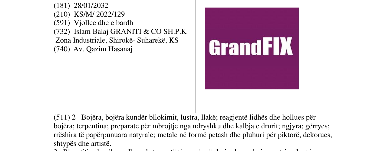 Zëri i markës GrandFIX në buletin