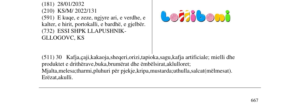 Zëri i markës Lolliboni në buletin