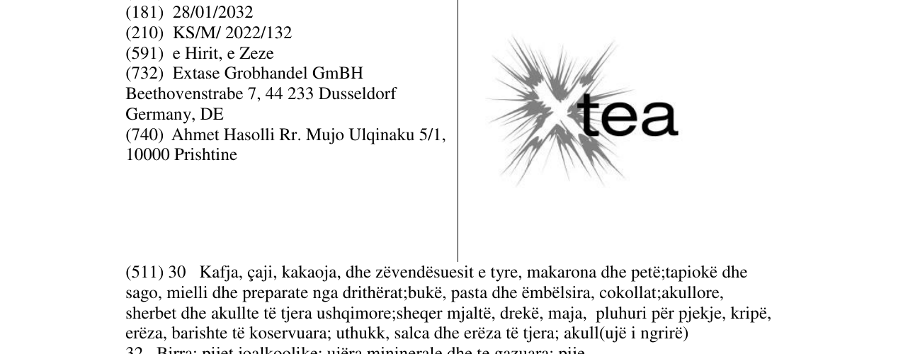 Zëri i markës X tea në buletin