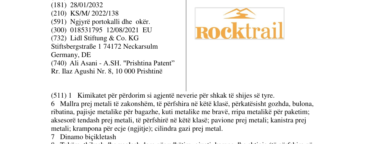Zëri i markës ROCKTRAIL në buletin