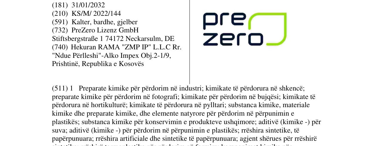Zëri i markës PRE ZERO në buletin