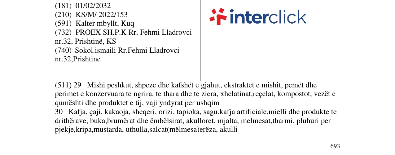 Zëri i markës Interclick në buletin