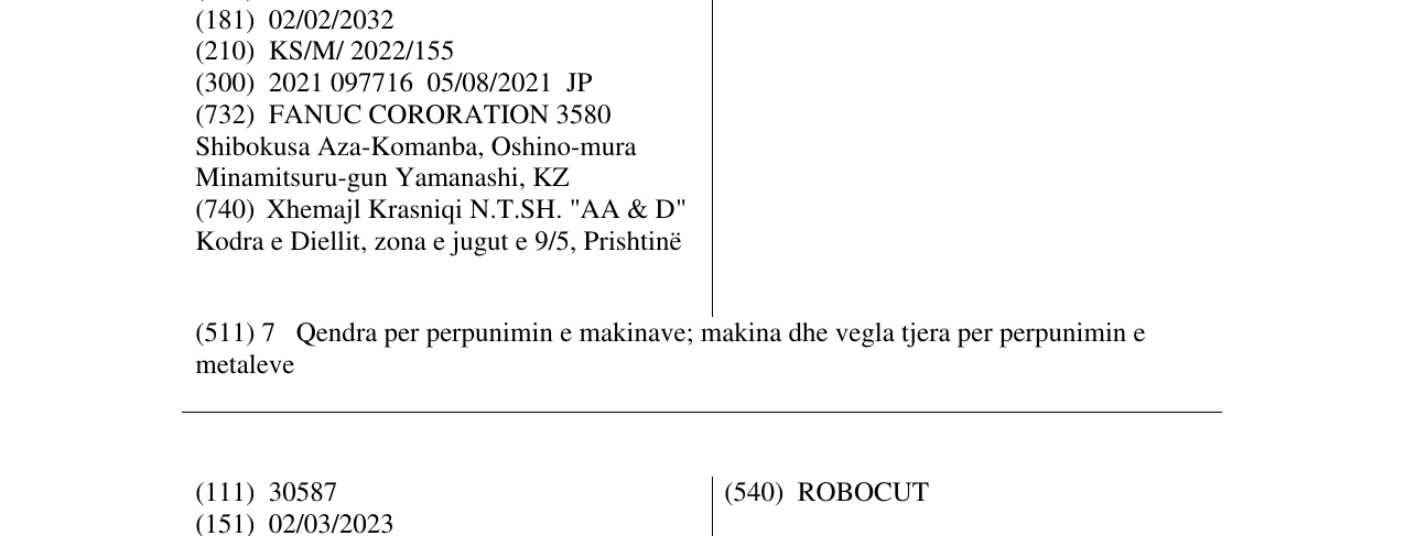 Zëri i markës ROBODRILL në buletin