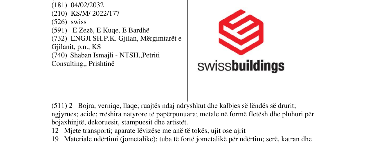 Zëri i markës swiss buildings në buletin