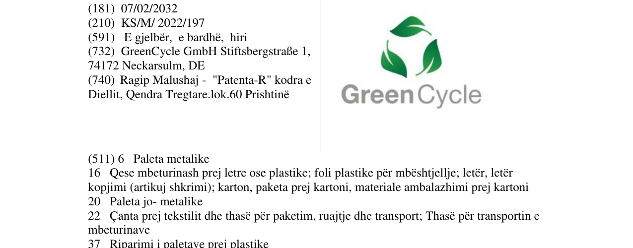Zëri i markës Green Cycle në buletin