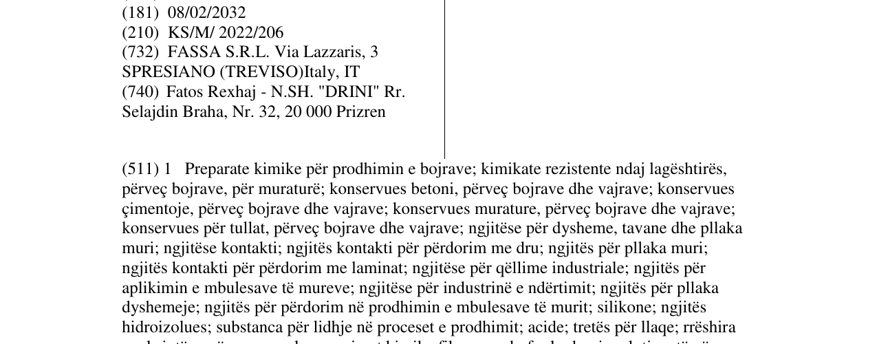 Zëri i markës FASSA BORTOLO në buletin