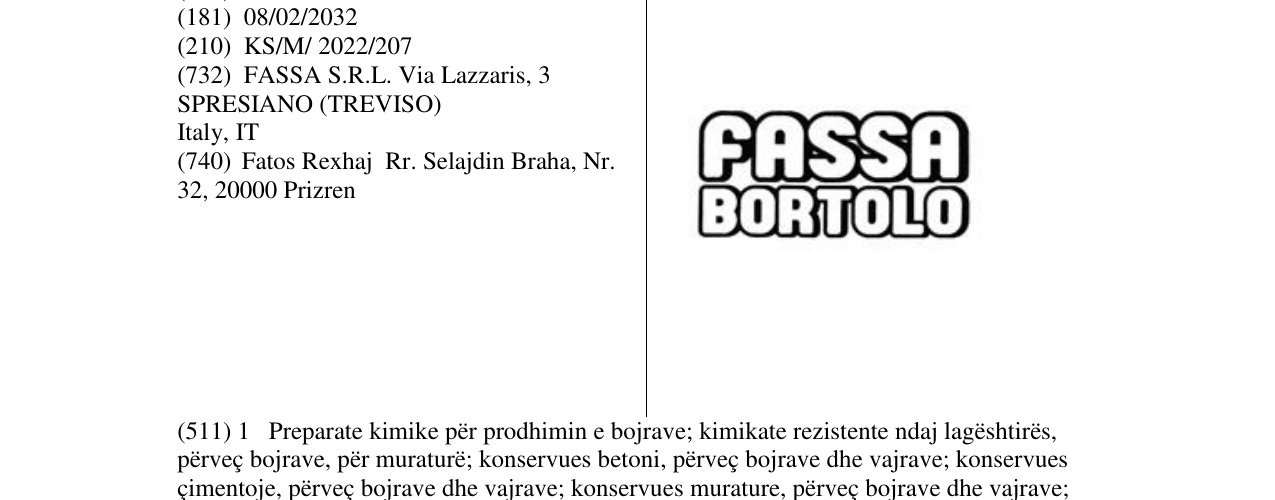 Zëri i markës FASSA BORTOLO në buletin