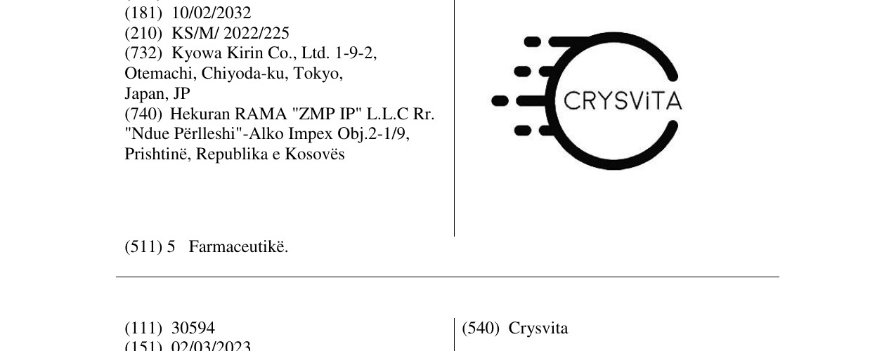 Zëri i markës CRYSViTA në buletin