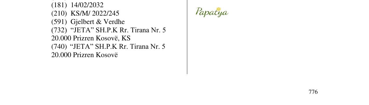 Zëri i markës Papatya në buletin