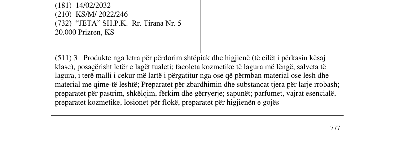 Zëri i markës Papatya në buletin
