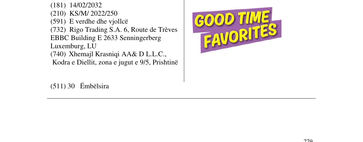 Zëri i markës GOOD TIME FAVORITES në buletin