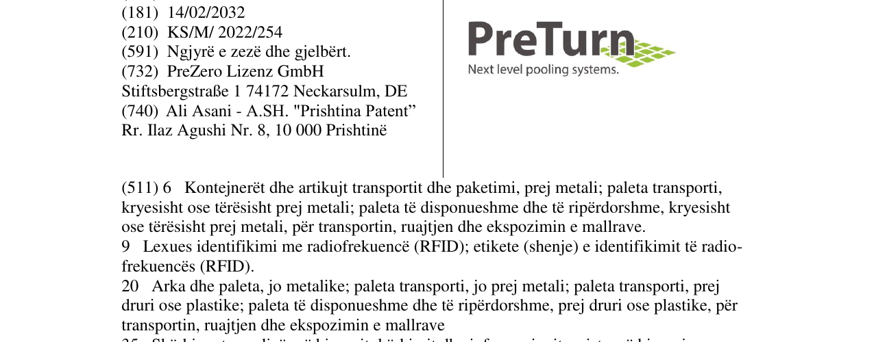 Zëri i markës Pre Turn në buletin