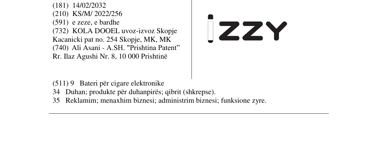 Zëri i markës IZZY në buletin