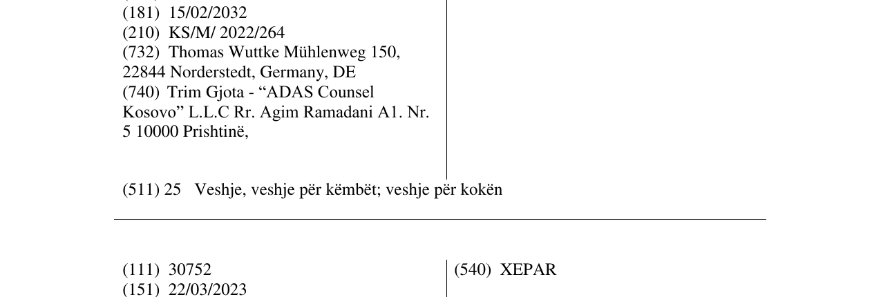 Zëri i markës WELLENSTEYN në buletin