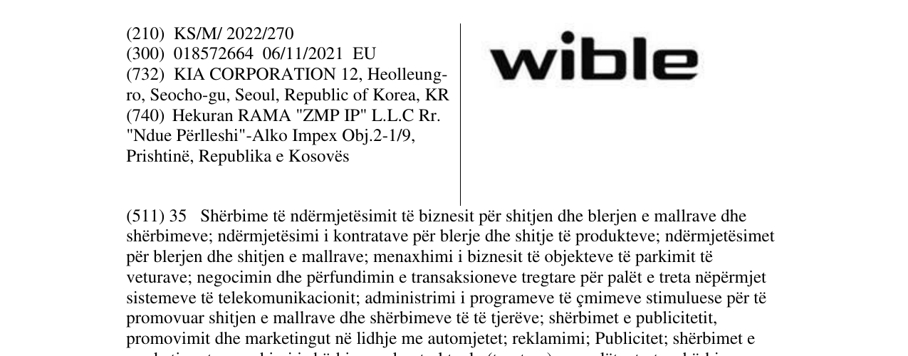 Zëri i markës WIBLE në buletin