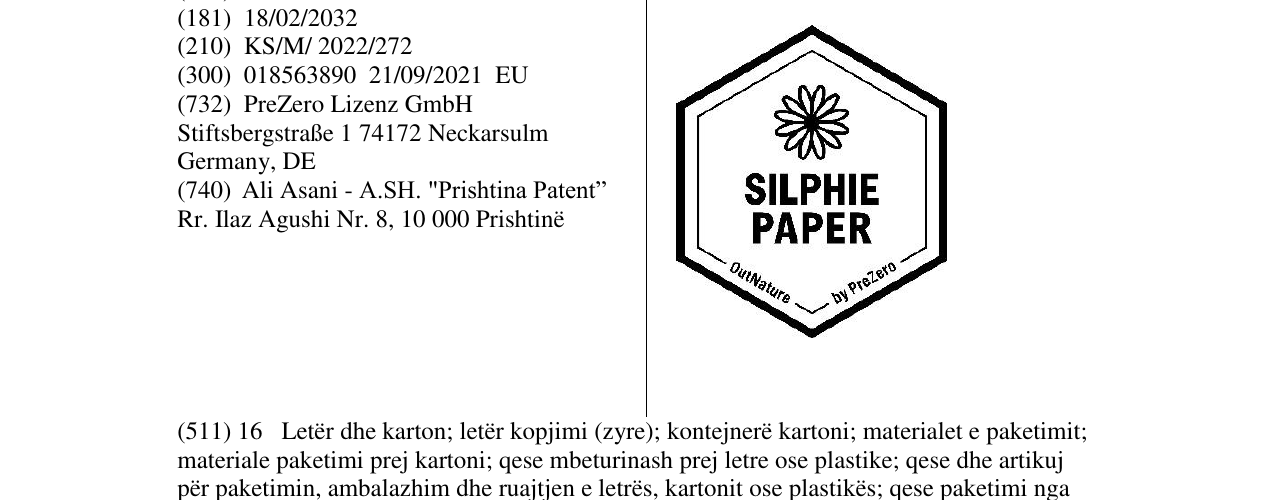 Zëri i markës SILPHIE PAPER në buletin
