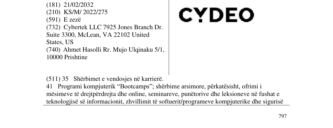 Zëri i markës CYDEO në buletin