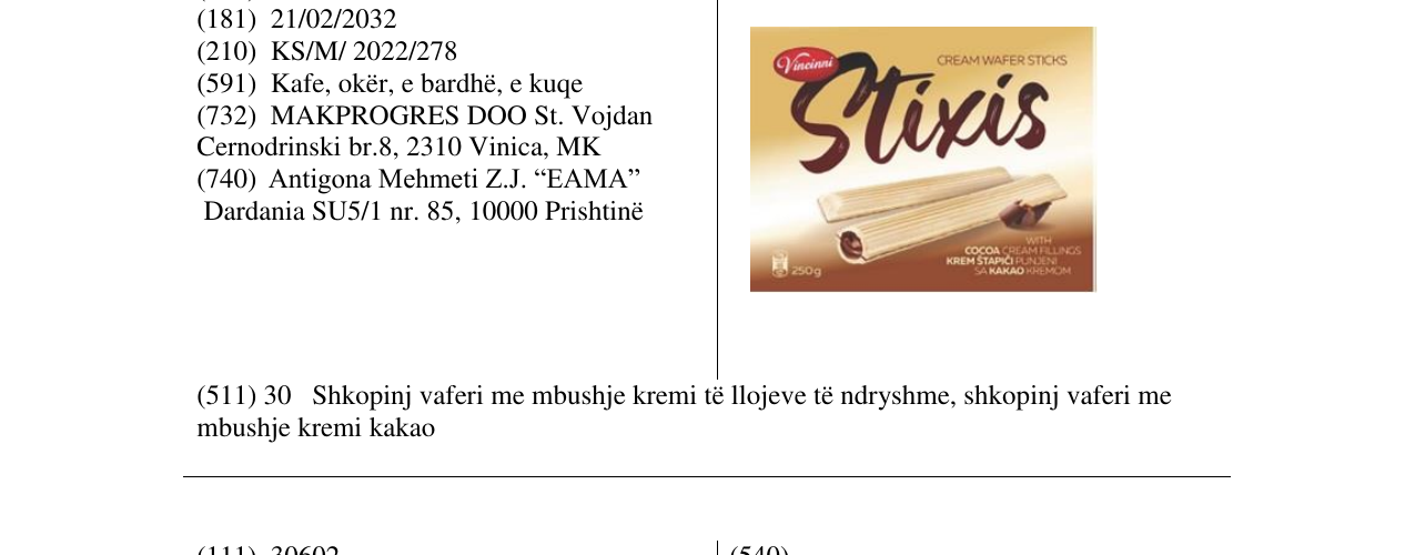 Zëri i markës Stixis në buletin