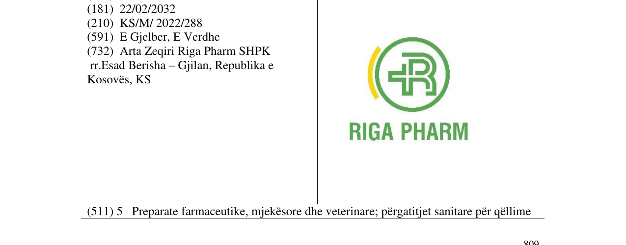 Zëri i markës RIGA PHARM në buletin