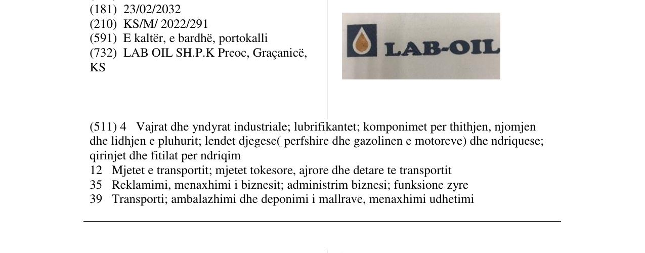 Zëri i markës LAB-OIL në buletin