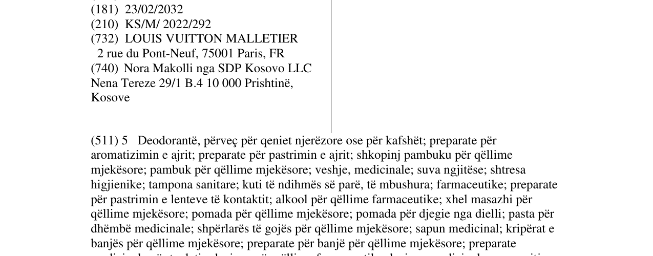 Zëri i markës LOUIS VUITTON në buletin