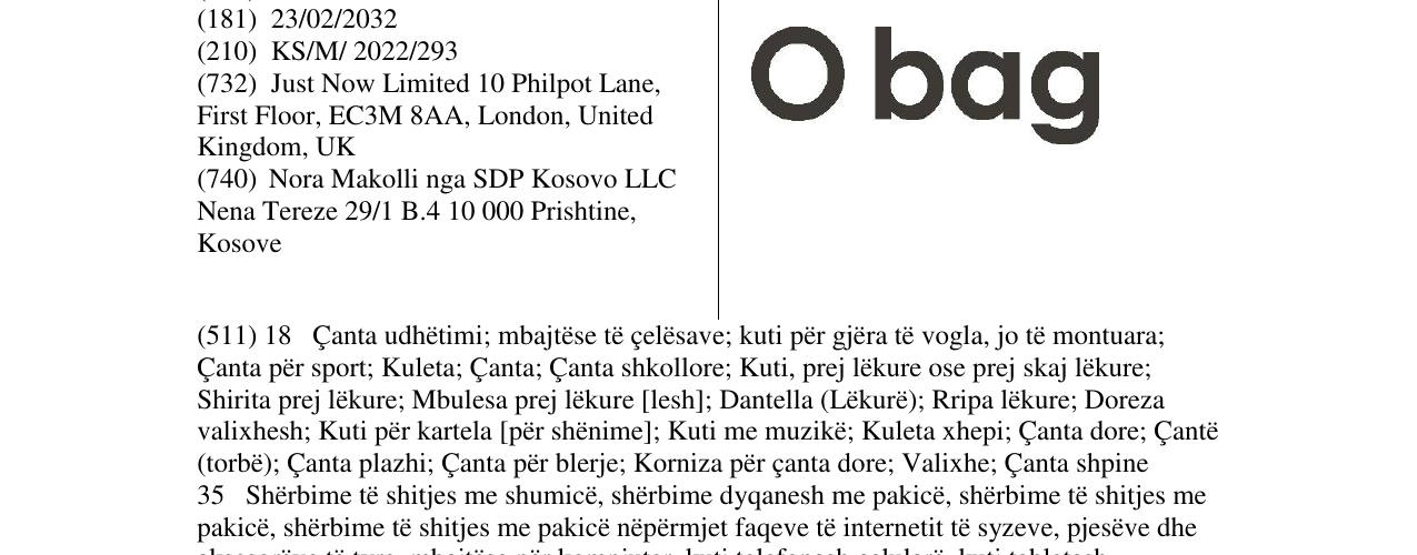 Zëri i markës O bag në buletin