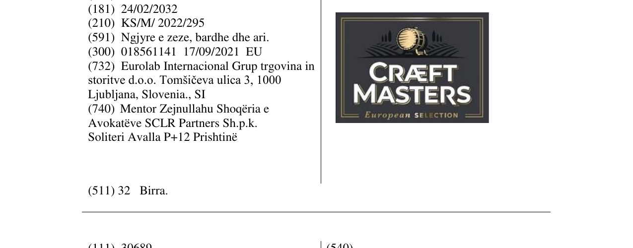 Zëri i markës CRAEFT MASTERS në buletin
