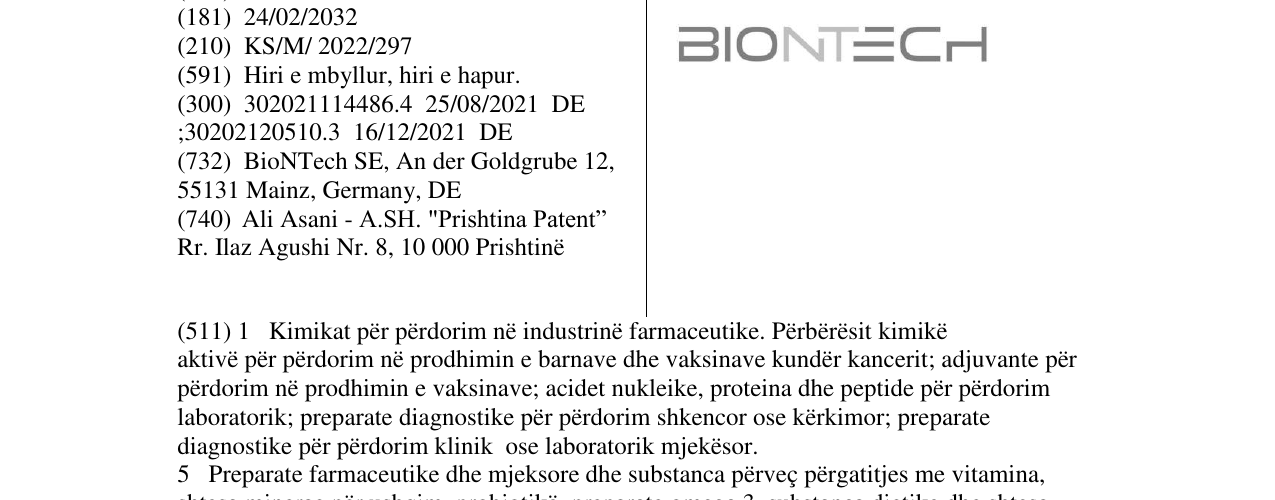 Zëri i markës BIONTECH në buletin