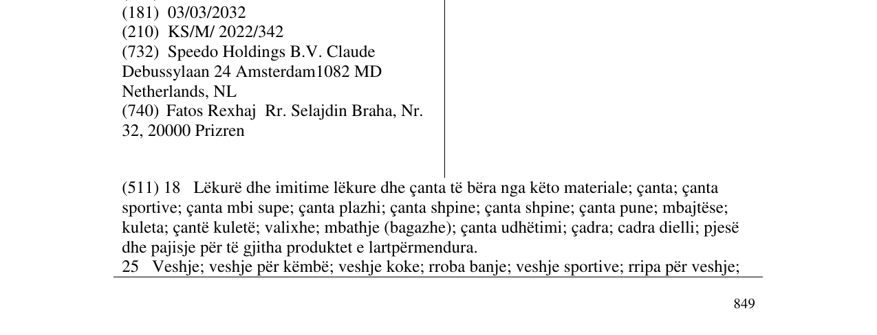 Zëri i markës SPEEDO në buletin