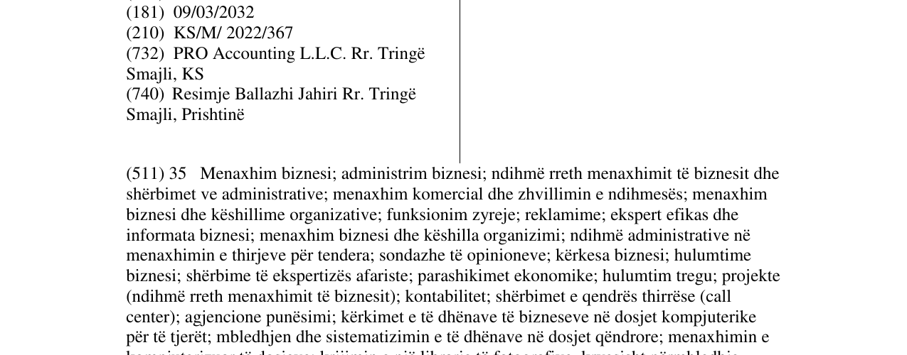 Zëri i markës PRO ACCOUNTING në buletin