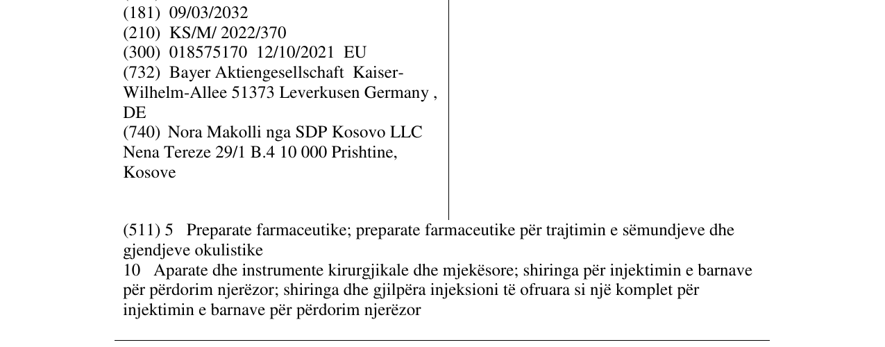 Zëri i markës OCURATE në buletin