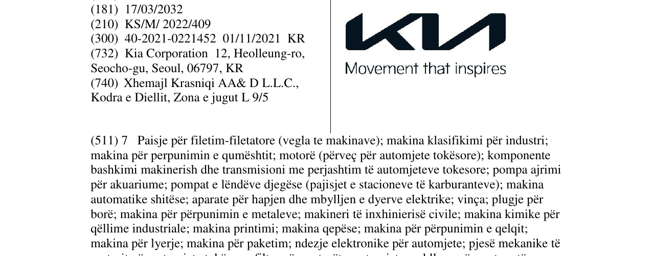 Zëri i markës kia në buletin