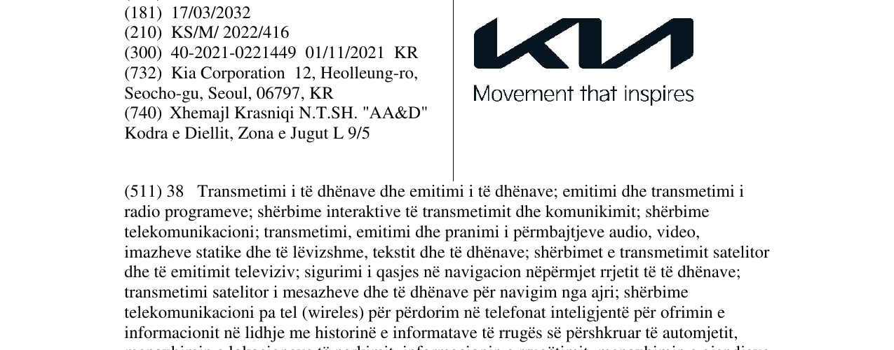 Zëri i markës KIA në buletin