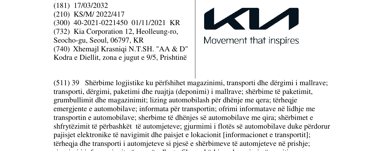 Zëri i markës KIA në buletin