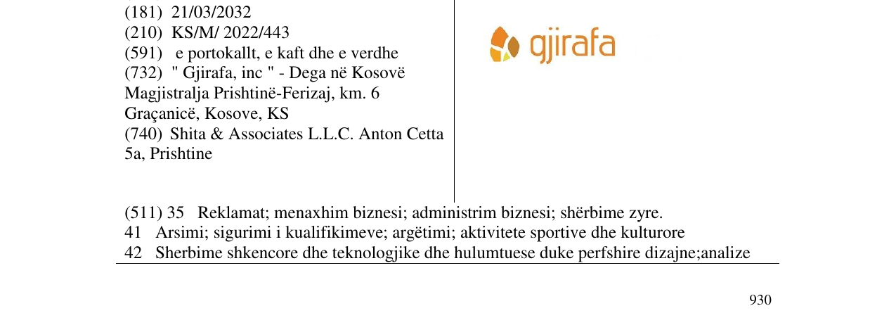 Zëri i markës gjirafa në buletin