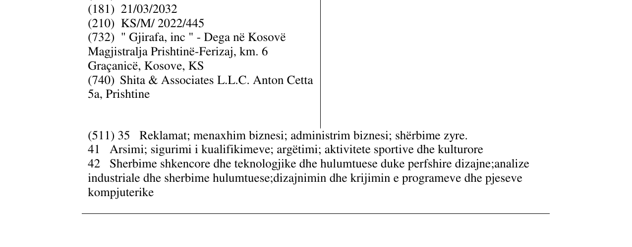 Zëri i markës Gjirafa 50 në buletin