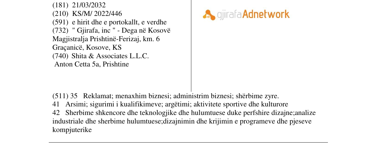 Zëri i markës gjirafa Adnetwork në buletin