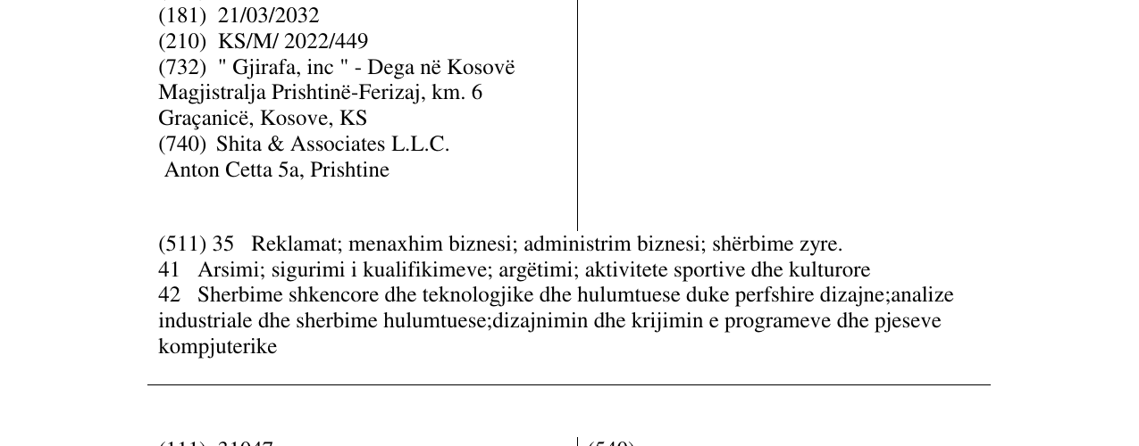 Zëri i markës Gjirafa Mall në buletin