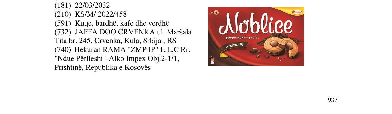 Zëri i markës Noblice në buletin