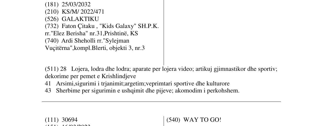 Zëri i markës GALAKTIKU në buletin