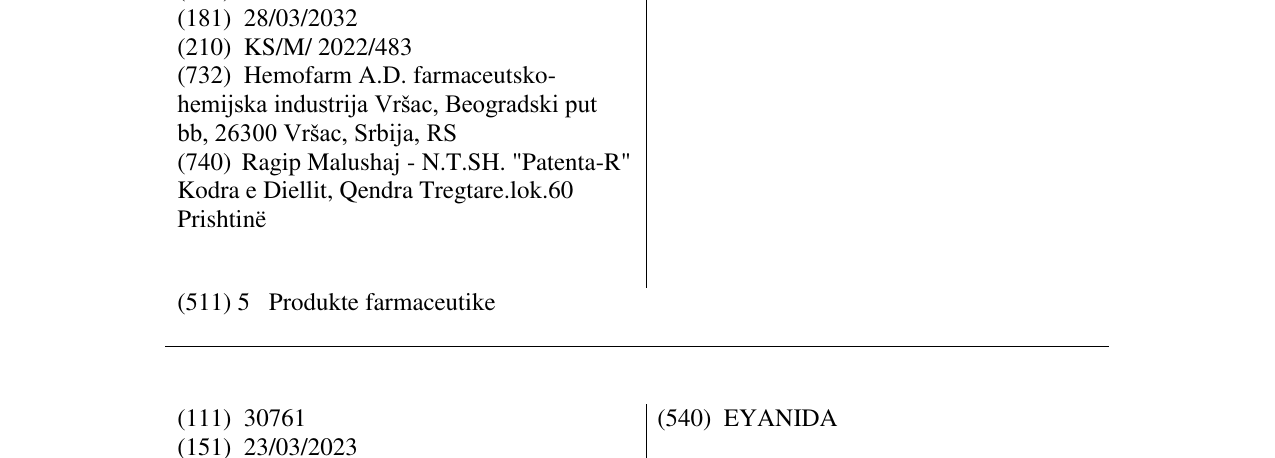 Zëri i markës ENANIDA në buletin