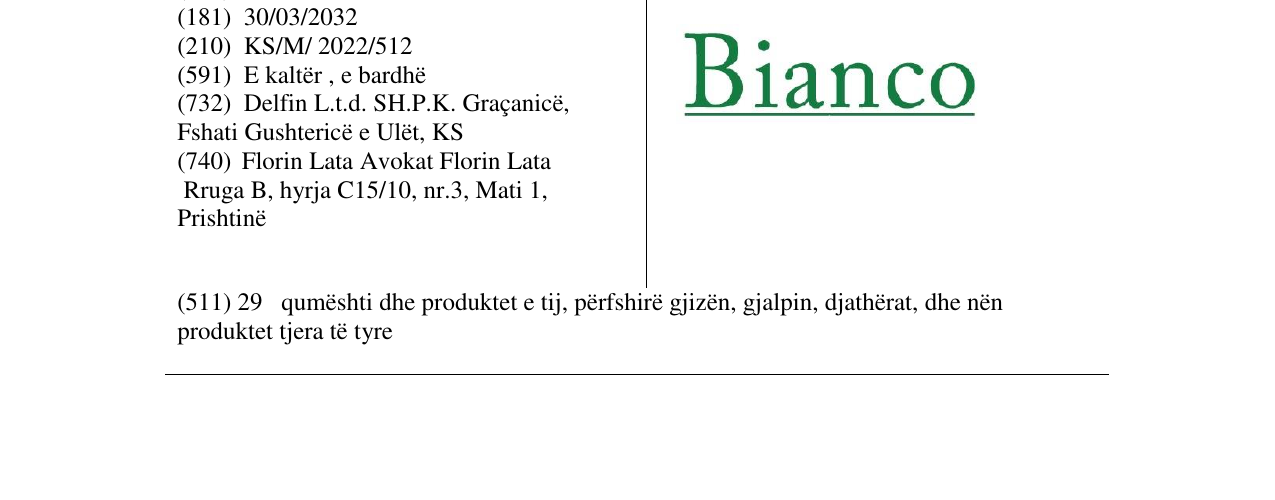 Zëri i markës Bianco në buletin