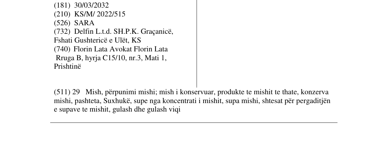Zëri i markës SARA në buletin